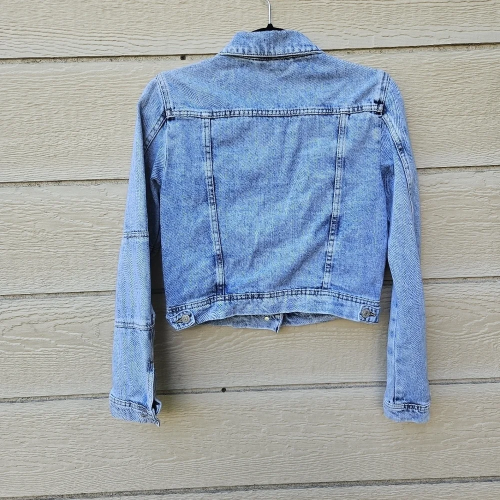 Free People Rumors denim jacket light indigo cropped XS